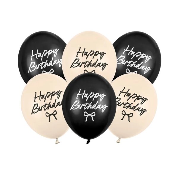 Ballonger - Gratulerer med dagen - Beige/Svart - 6-pakning Ballonger - Gratulerer med dagen - Beige/Svart - 6-pakning