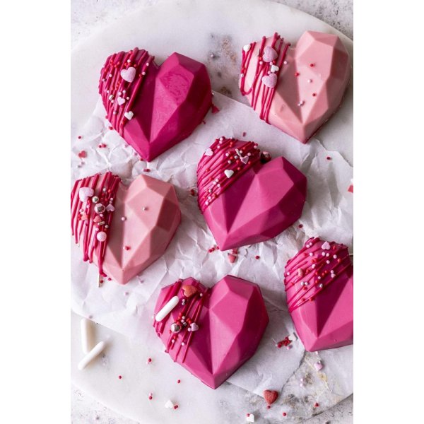 Silikonform - Diamanthjerter - Rosa Silikonform - Diamanthjerter - Rosa