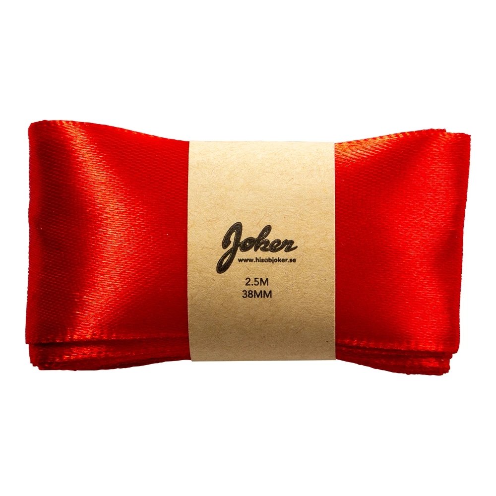 Silkebånd - Rødt - 3,8 cm x 2,5 m - Pynt, Juleartikler