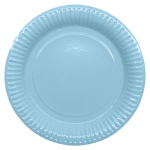 Papirtallerkener - Lysebl - 8-pakning