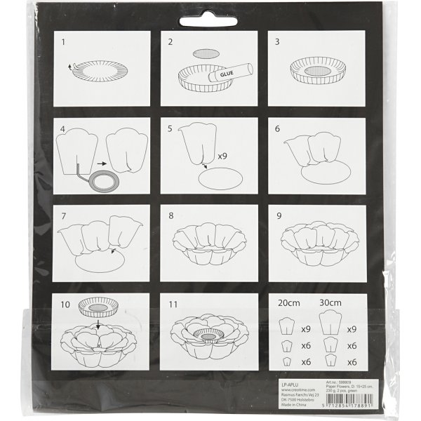 Papirblomster - lys rød - 2 stk Papirblomster - lys rød - 2 stk