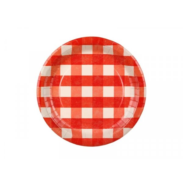 Papirtallerkener - Rødrutete - 6-pakning - 27 cm Papirtallerkener - Rødrutete - 6-pakning - 27 cm