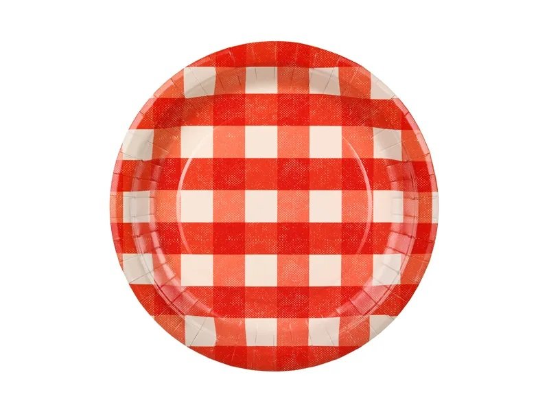 Papirtallerkener – Rødrutete – 6-pakning – 27 cm – Papirtallerkener, Borddekking