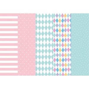 Gavepapir - Rosa/mint - 5 ark, 5 m