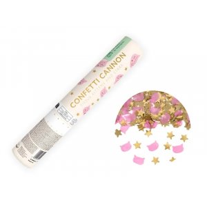 Konfettikanon - 20 cm - Katter - Gull/Rosa