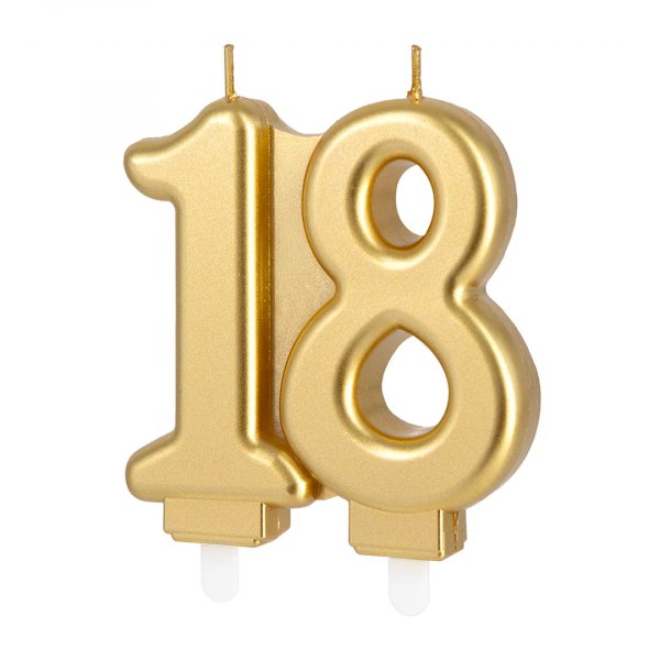 Kakelys/Bursdagslys - 18 - Gull - 7,7 cm Kakelys/Bursdagslys - 18 - Gull - 7,7 cm