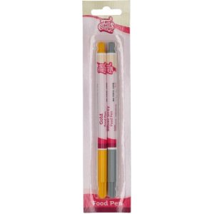 Spiselig penn - 2-pakning gull/sølv - Funcakes Spiselig penn - 2-pakning gull/sølv - Funcakes