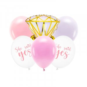 Ballongbukett - Ring - Hun sa ja - 6-pakning