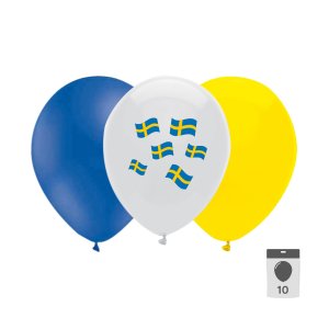 Ballonger - Sverige - Gul/Blå - 10-pakning Ballonger - Sverige - Gul/Blå - 10-pakning