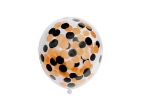 Konfettiballonger – Oransje/Svart – 30 cm – 6-pakning – Konfettiballonger, Ballonger