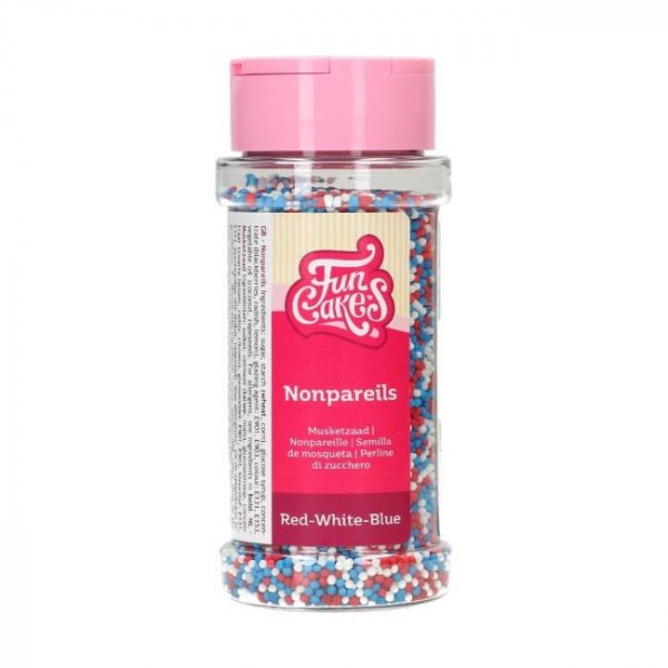 Sukkerperler - Mini - Rød, hvit, blå - Funcakes - 80 g Sukkerperler - Mini - Rød, hvit, blå - Funcakes - 80 g