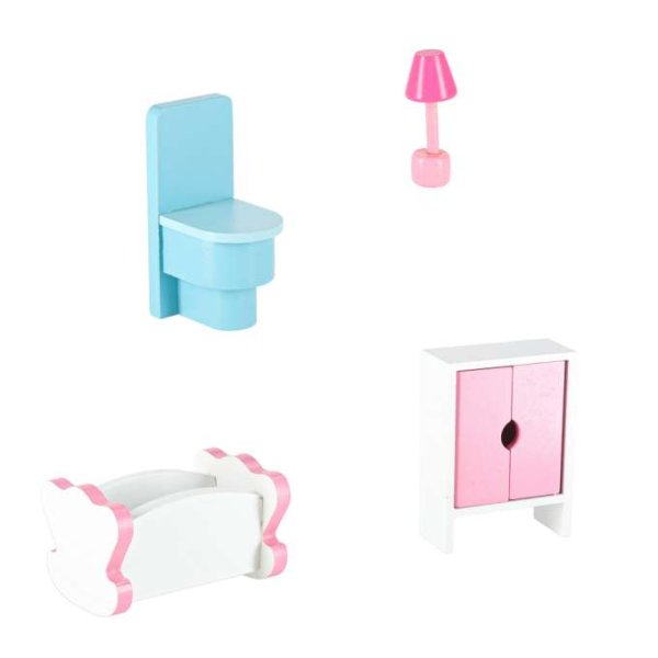 Tredukkeskap 70 cm rosa med LED-belysning - Selvmontering