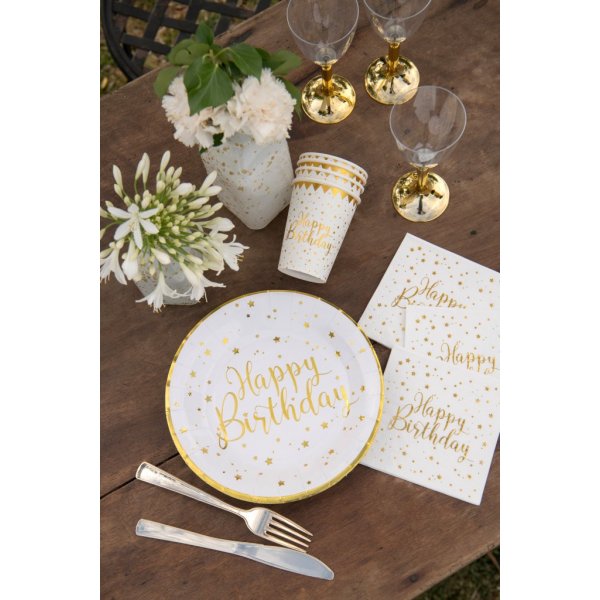 Servietter - Gratulerer med dagen - Gullstjerner - 20-pakning Servietter - Gratulerer med dagen - Gullstjerner - 20-pakning