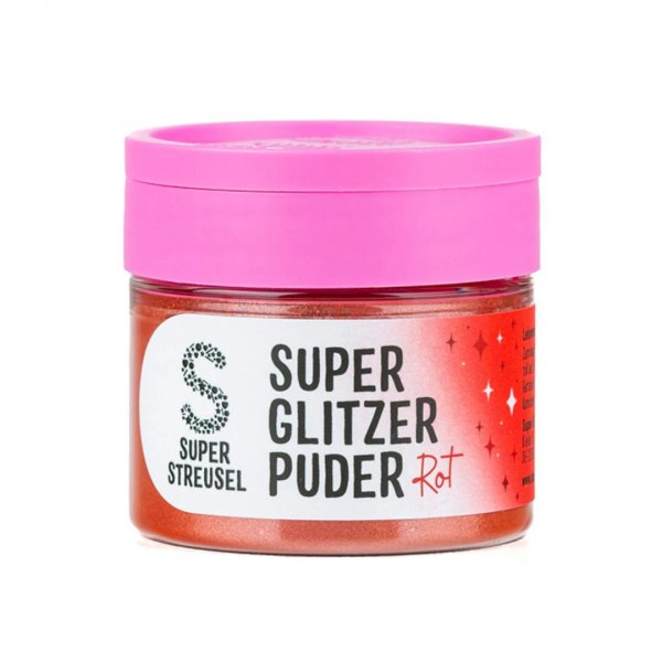 Spiselig glitter - Super Streusel - SuperLustreDust - R�d - 10 g