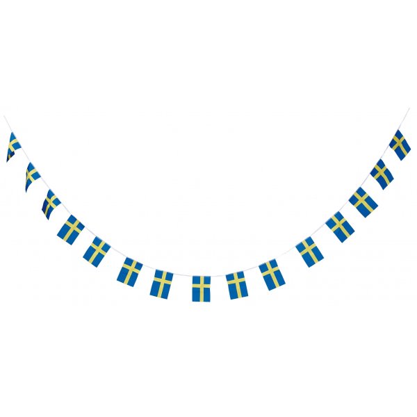 Flagggirlander - Sverige - Stoff - 6 meter Flagggirlander - Sverige - Stoff - 6 meter