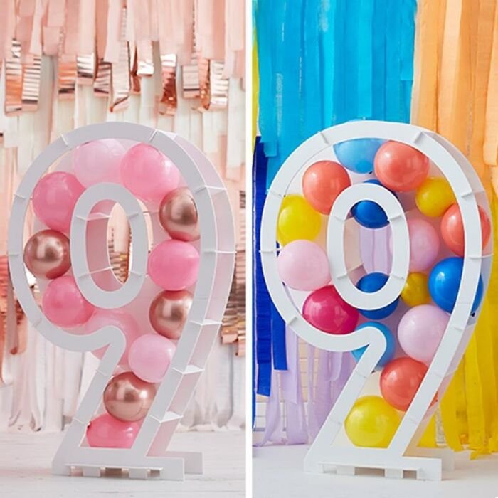 Ballongdekorasjon - Nummerstativ - Nummer: 9 - Ballonger