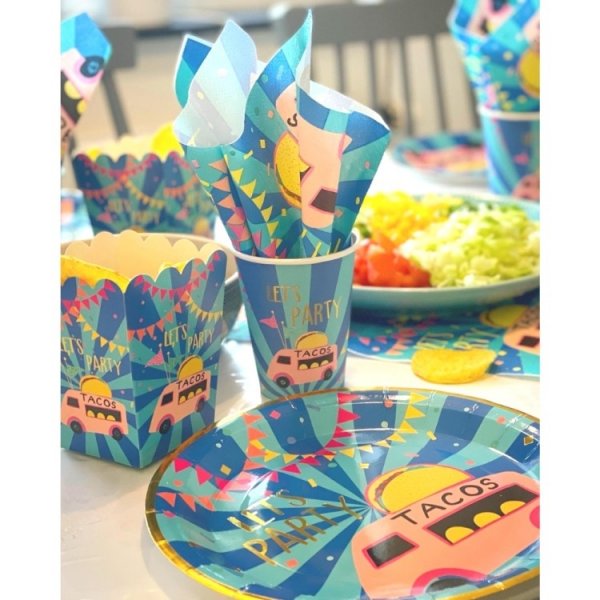 Papptallerkener - Taco Party - 23 cm - 8-pakning