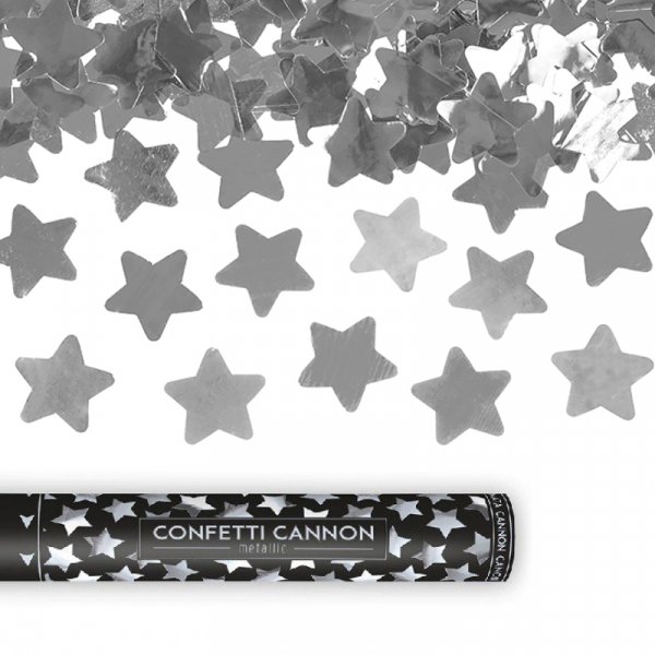 Konfettikanon - 40 cm - Sølvstjerner Konfettikanon - 40 cm - Sølvstjerner