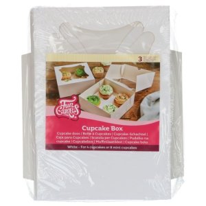 Cupcake-eske - 4 store eller 8 små cupcakes - 3-pakning - Funcakes Cupcake-eske - 4 store eller 8 små cupcakes - 3-pakning - Funcakes