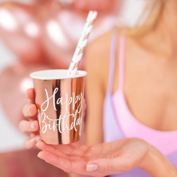 Pappkrus - Gratulerer med dagen - Roségull - 6-pakning Pappkrus - Gratulerer med dagen - Roségull - 6-pakning