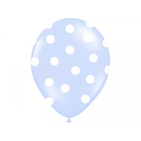 Ballonger - Lysebl med hvite prikker - 6-pakning