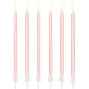 Bursdagslys - Lys rosa - 14 cm - 12-pakning