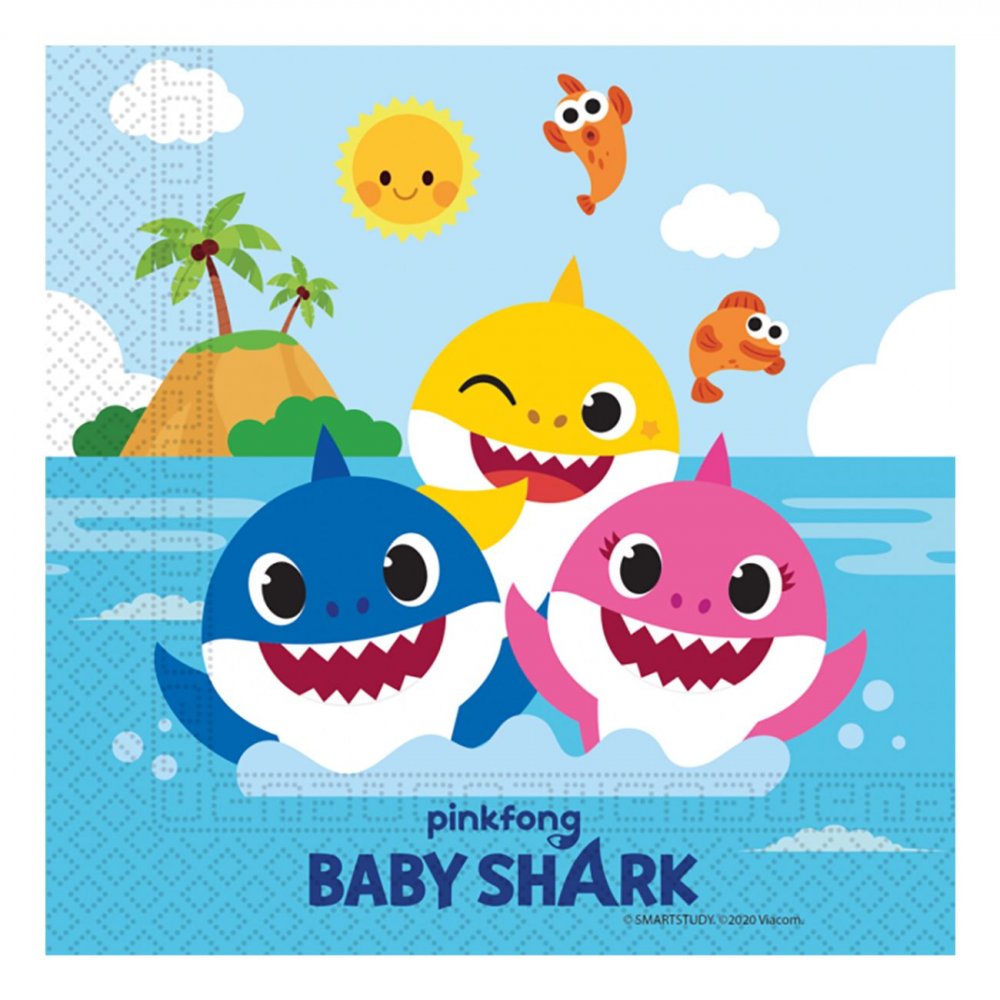Servietter Baby Shark – 20-pakning – Servietter til fester