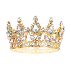 Kaketopper - Krone - Gull med slvkrystaller