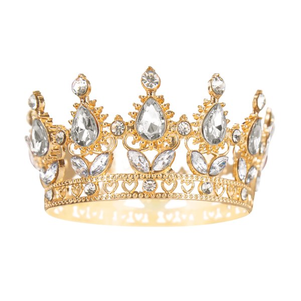 Kaketopper - Krone - Gull med slvkrystaller