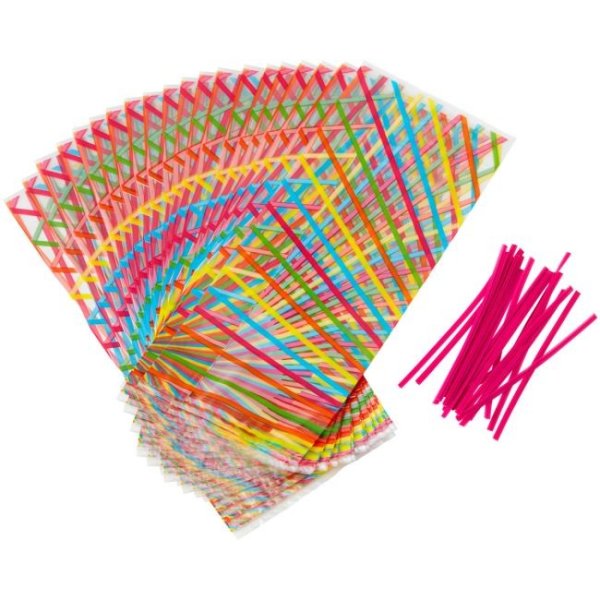 Cellofanposer - 10 x 24 cm - Flerfarget - 20-pakning - Wilton Cellofanposer - 10 x 24 cm - Flerfarget - 20-pakning - Wilton
