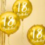 Rund folieballong - Guld - 18th Birthday
