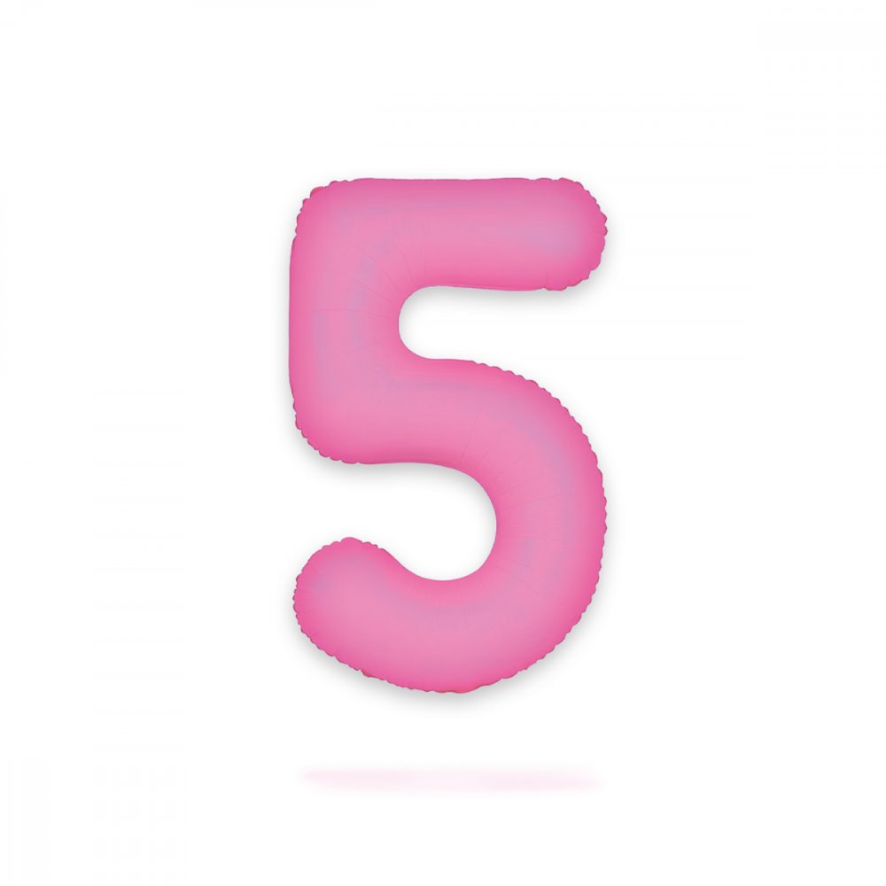 Ballongnummer - Neonrosa - 86 cm - Nummer: 5 - Tallballonger, Ballonger
