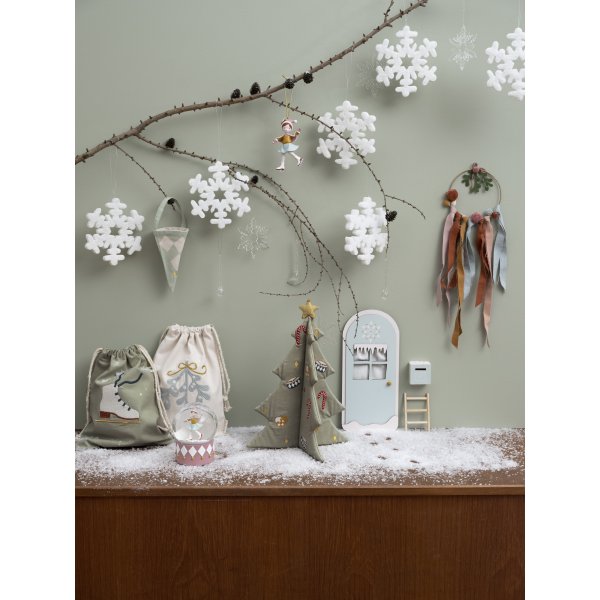 Brodert juletre - Grnt - 40 cm - FABELAB