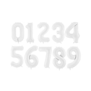 Tallballonger hvite, 86 cm - 1 stk Tallballonger hvite, 86 cm - 1 stk