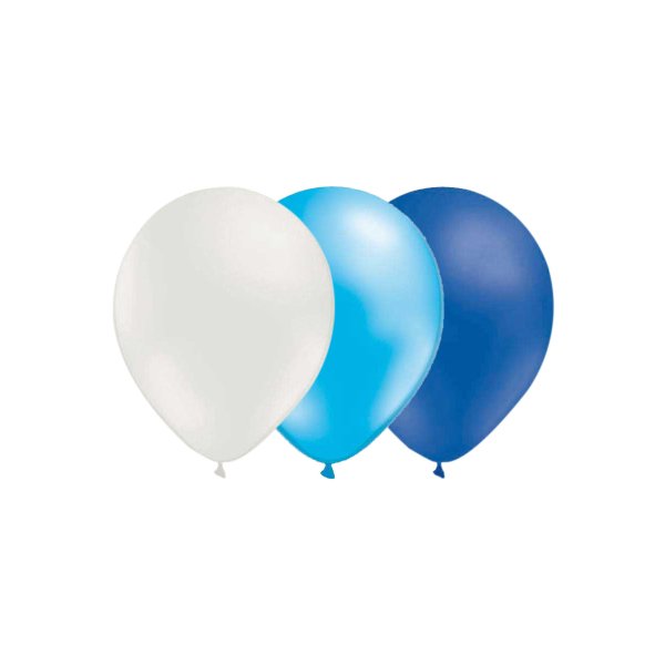 Ballonger - Mix - Hvit/Metallisk Lysebl�/Bl� - 15-pakning