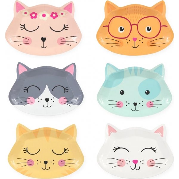 Papptallerkener - Pastellkatter - 6-pakning