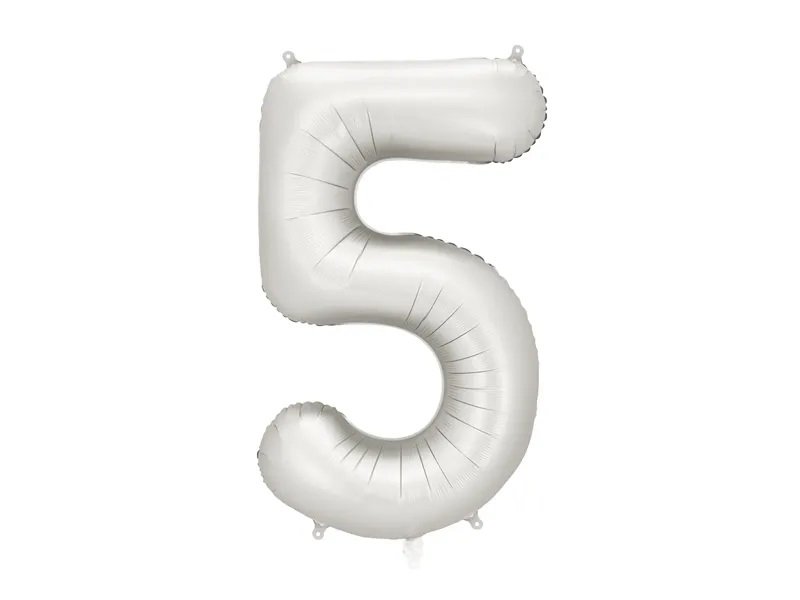 Tallballong – Matt sølv – 86 cm – Tall: 5 – Tallballonger, Ballonger