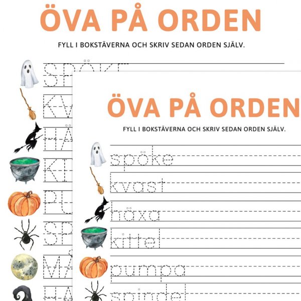 Skriv ordene - Store og små bokstaver - Halloween Skriv ordene - Store og små bokstaver - Halloween