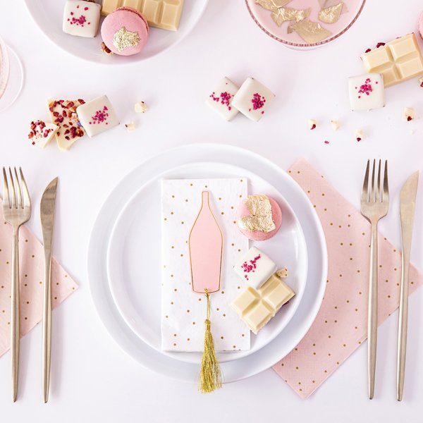 Bordkort - Prosecco - Rosa/Gull - 6-pakning Bordkort - Prosecco - Rosa/Gull - 6-pakning