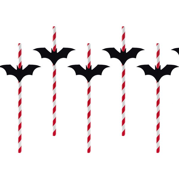 Sugerør - Flaggermus - 6 stk Sugerør - Flaggermus - 6 stk