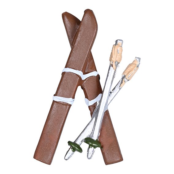 Julenissetilbehør - Ski og staver - Brun/Sølv Julenissetilbehør - Ski og staver - Brun/Sølv