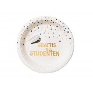 Papirtallerkener - Student - 8-pakning (18 cm) Papirtallerkener - Student - 8-pakning (18 cm)