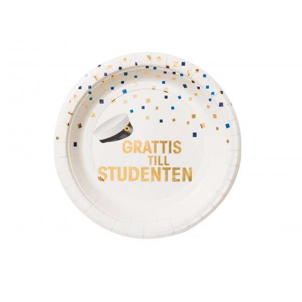 Papirtallerkener - Student - 8-pakning (18 cm)