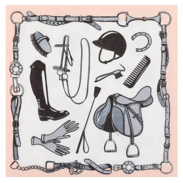 Servietter - Hestefest - Rosa/Svart - 20-pakning