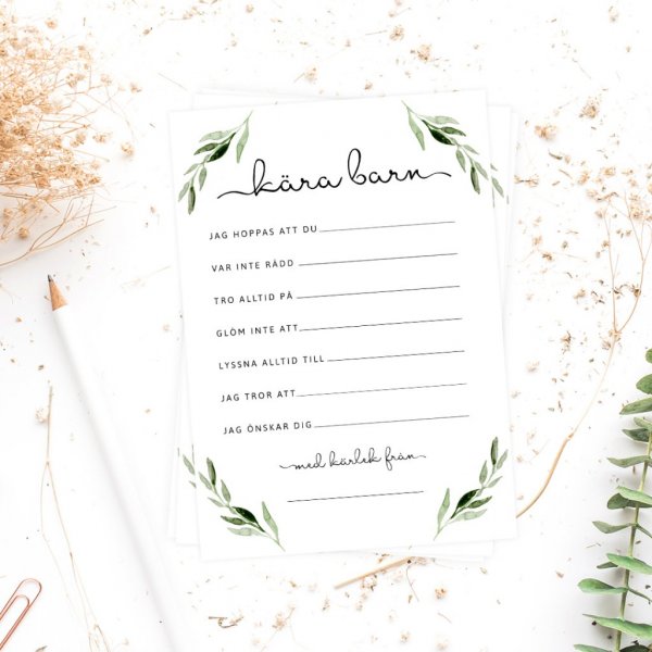 R�dskort - Kj�re barn - Oliven - 8-pakning