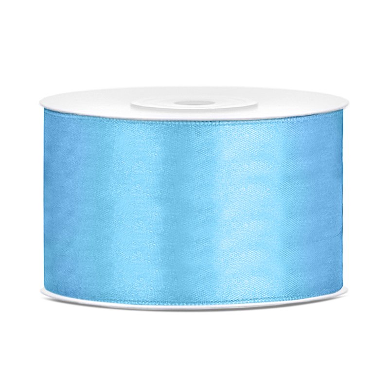 Satengbånd – 25 m – Lyseblå – Bredde: 38 mm – Bleiekake, Baby Shower