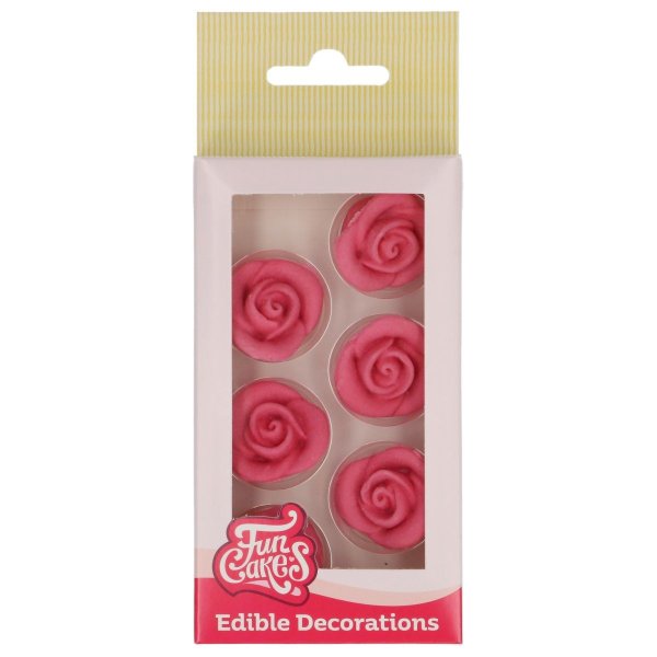 FunCakes Roser Rosa Kakedekorasjon 6 stk FunCakes Roser Rosa Kakedekorasjon 6 stk