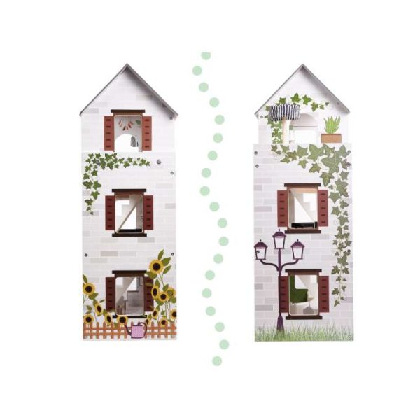 Dukkeskap LULILO FLORO boho med LED-belysning 78 cm tre