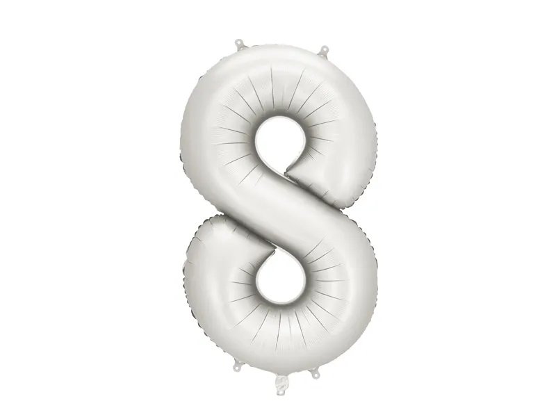 Tallballong – Matt sølv – 86 cm – Tall: 8 – Tallballonger, Ballonger
