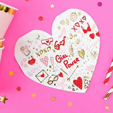 Servietter - Hjerte - Jentekraft - 20-pakning
